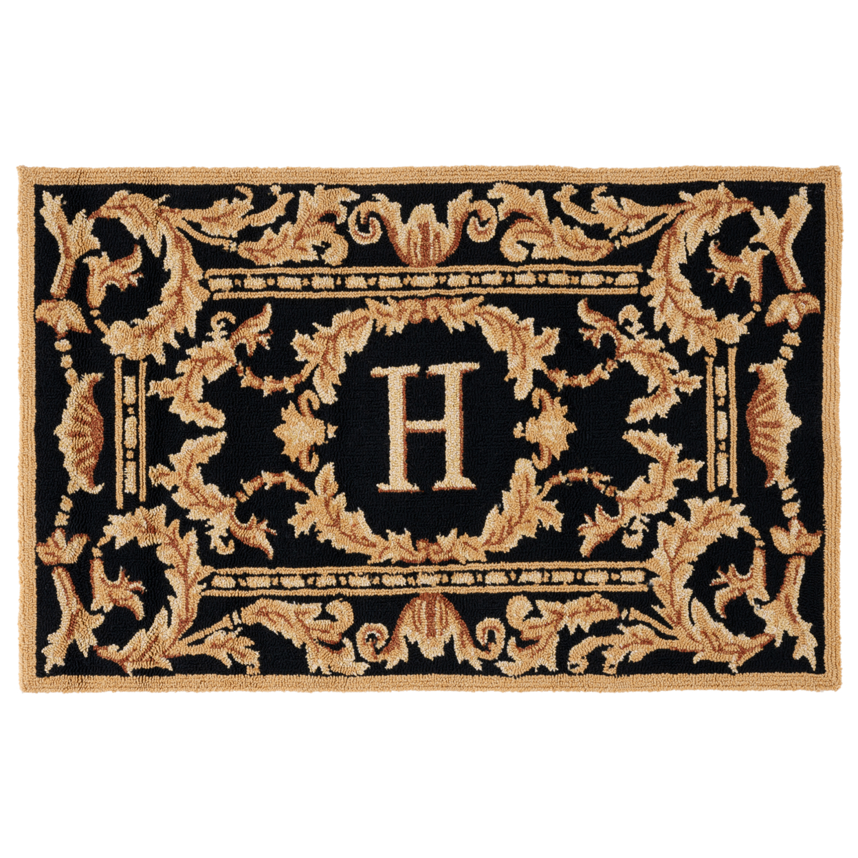 SAFAVIEH Monogram Collection MON219H Hand-hooked Black Rug