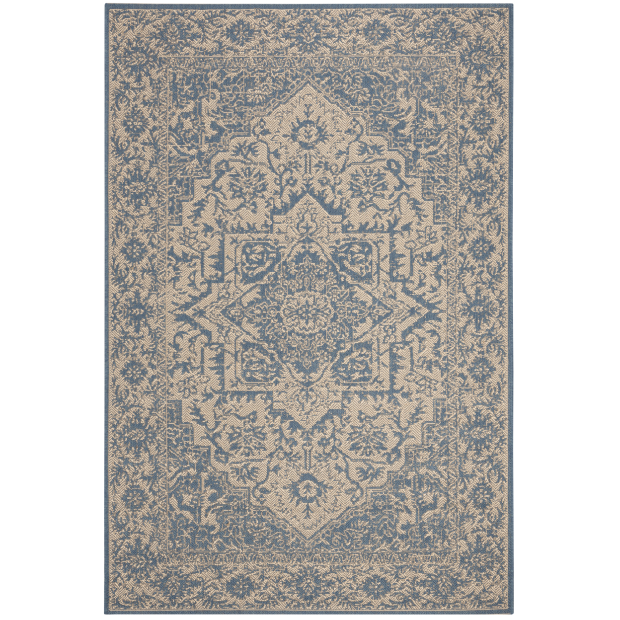 SAFAVIEH Indoor Outdoor BHS139N Beach House Cream / Blue Rug