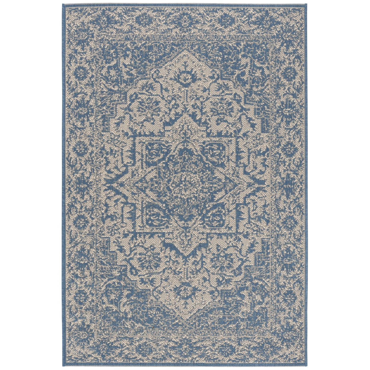 SAFAVIEH Indoor Outdoor BHS139N Beach House Cream / Blue Rug