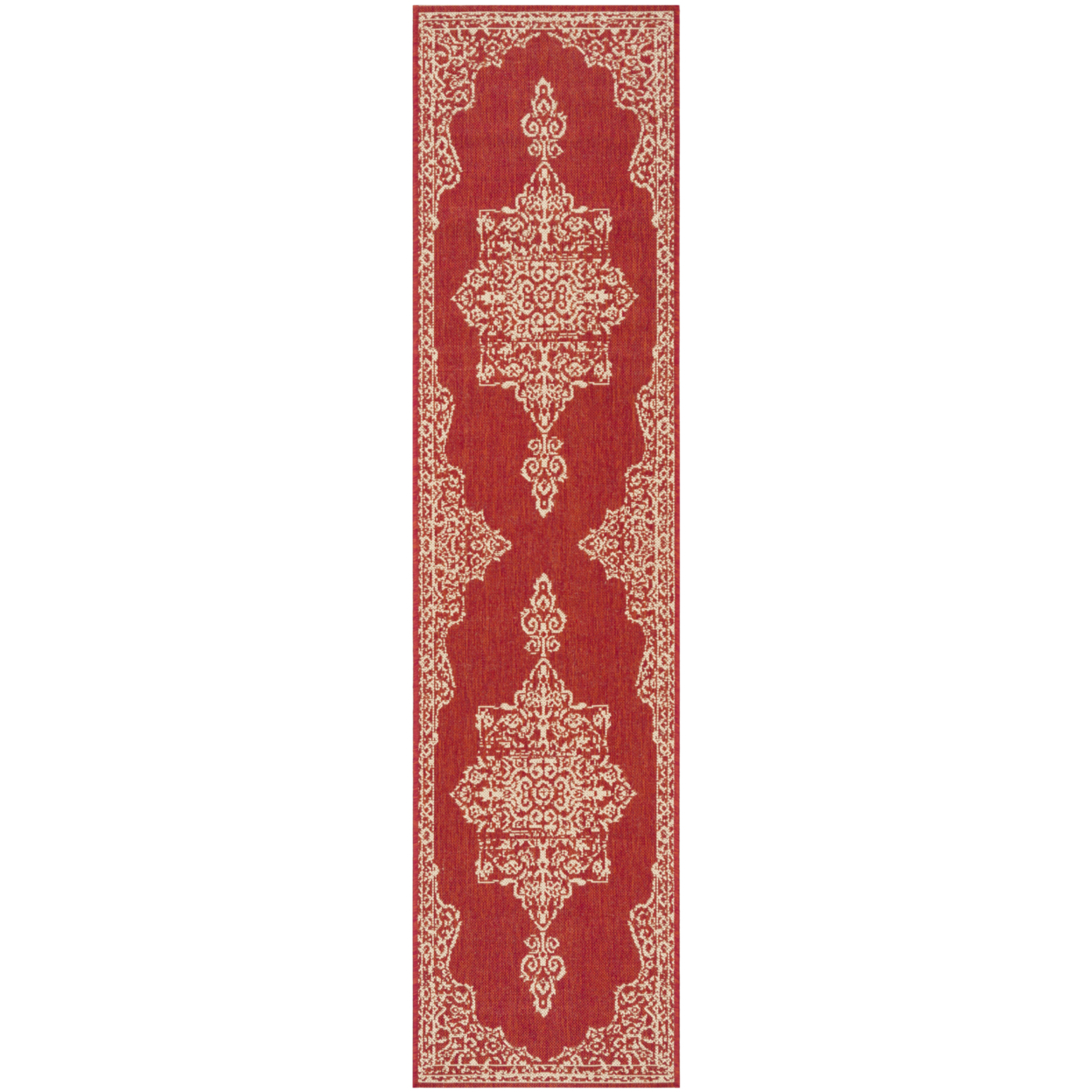 SAFAVIEH Indoor Outdoor BHS180Q Beach House Red / Creme Rug