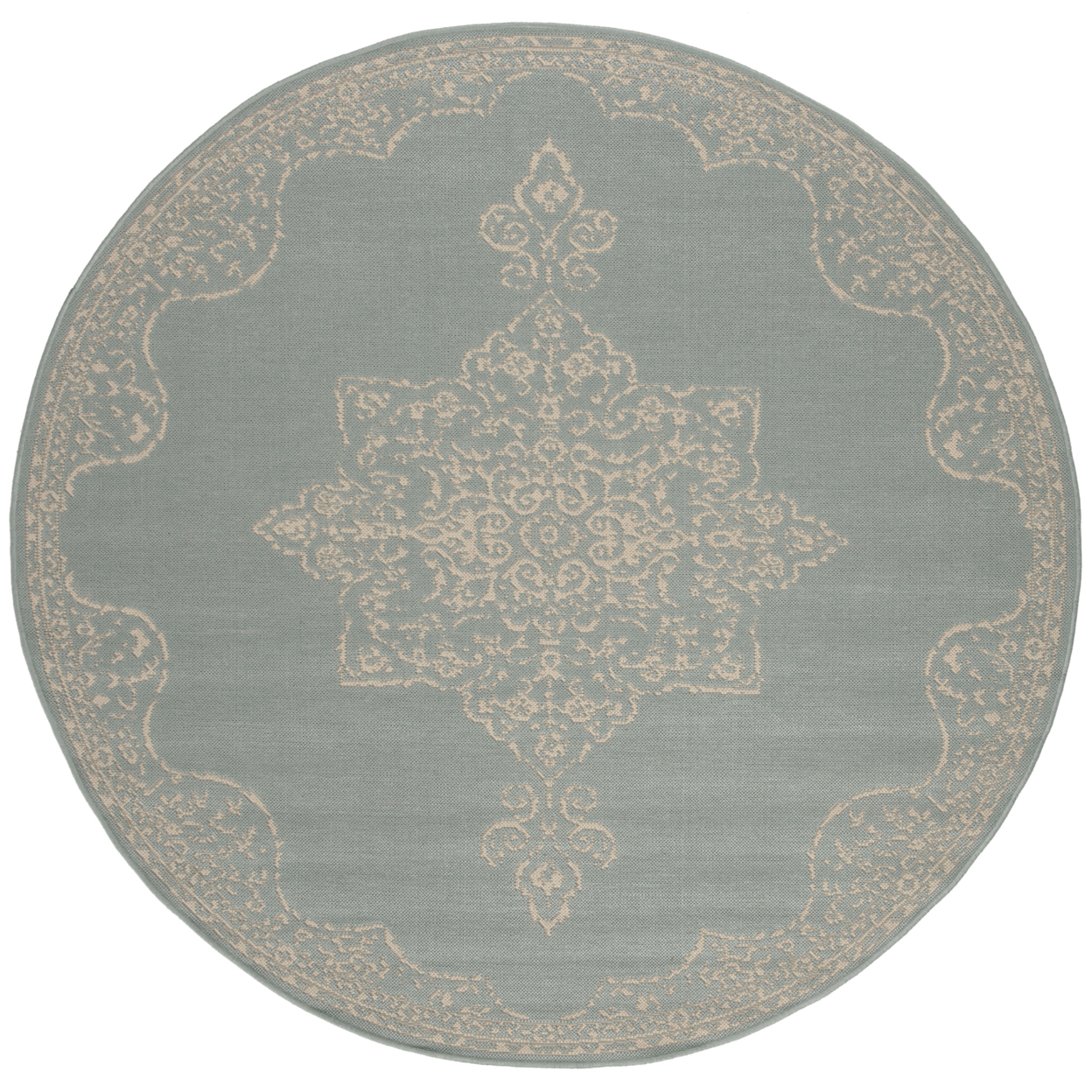 SAFAVIEH Indoor Outdoor BHS180L Beach House Cream / Aqua Rug