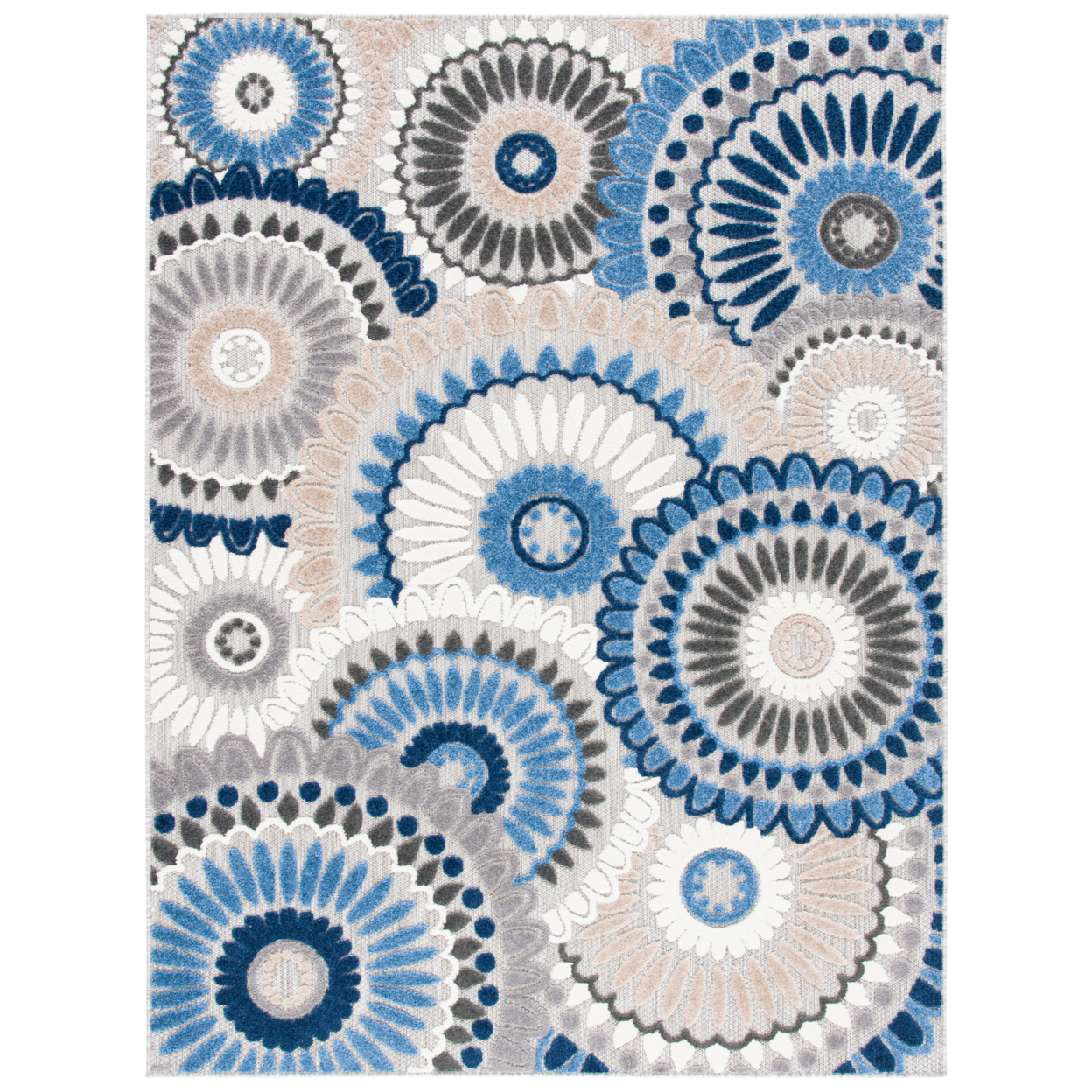 SAFAVIEH Outdoor CBN382G Cabana Collection Grey / Blue Rug