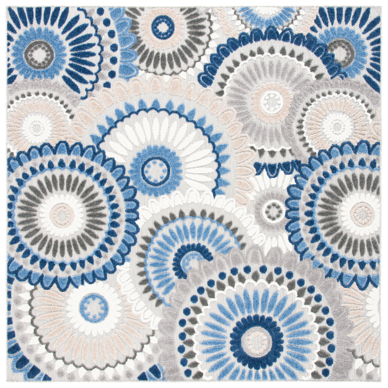 SAFAVIEH Outdoor CBN382G Cabana Collection Grey / Blue Rug