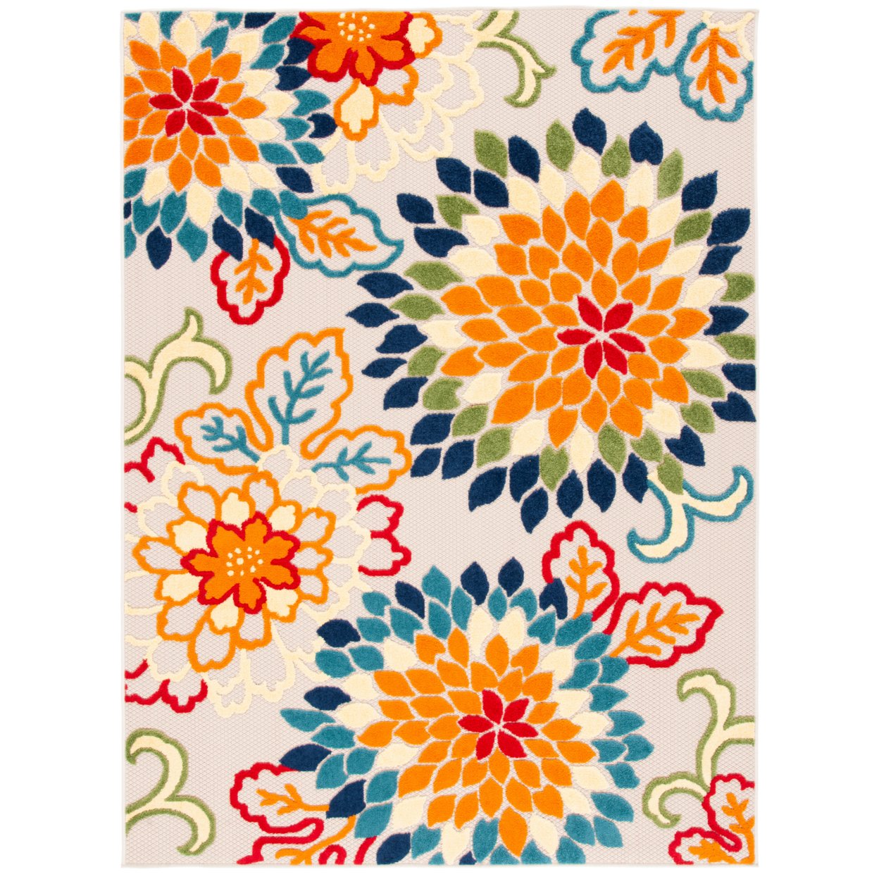 SAFAVIEH Outdoor CBN391A Cabana Collection Ivory / Orange Rug