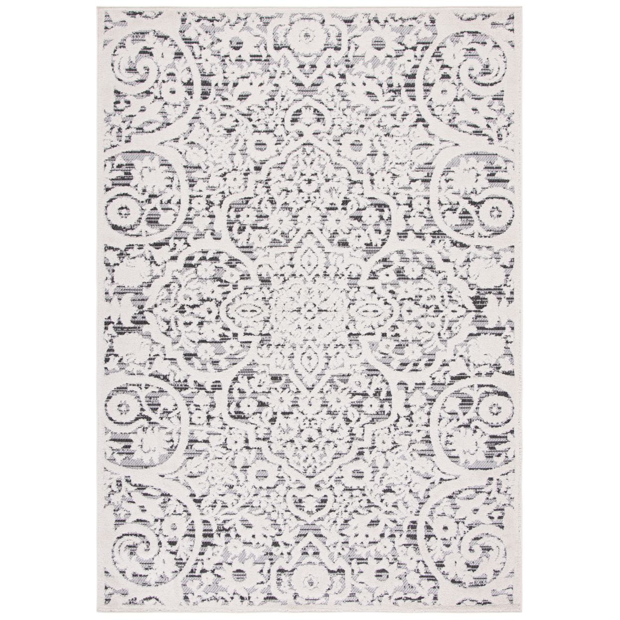 SAFAVIEH Outdoor CBN656A Cabana Collection Ivory / Grey Rug