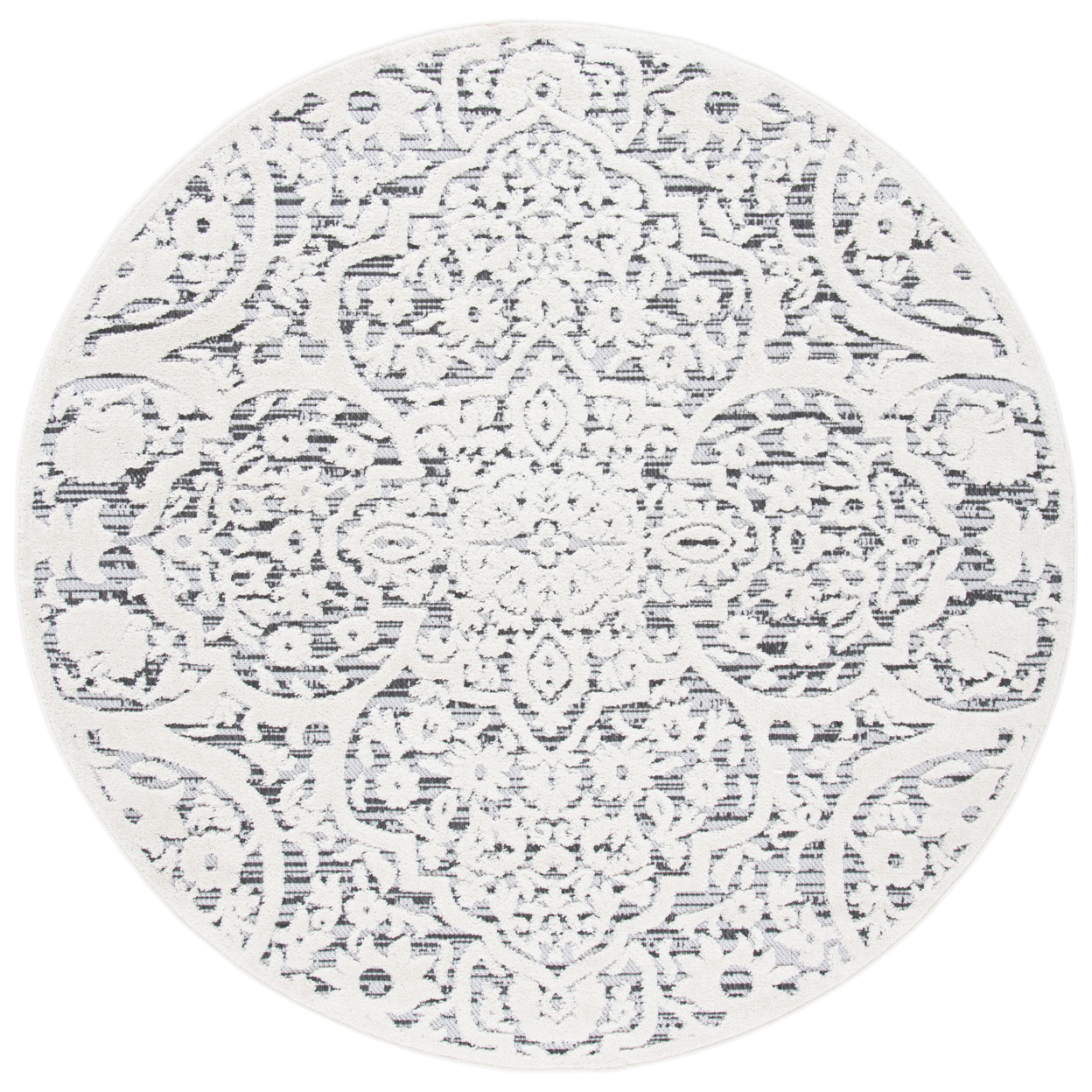 SAFAVIEH Outdoor CBN656A Cabana Collection Ivory / Grey Rug