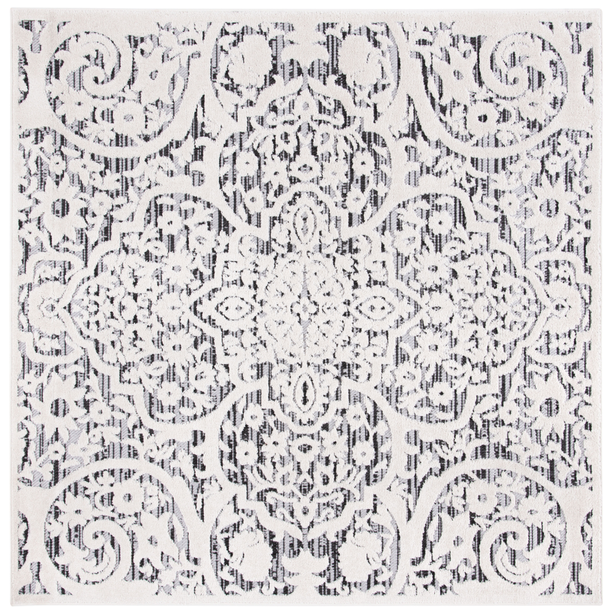 SAFAVIEH Outdoor CBN656A Cabana Collection Ivory / Grey Rug