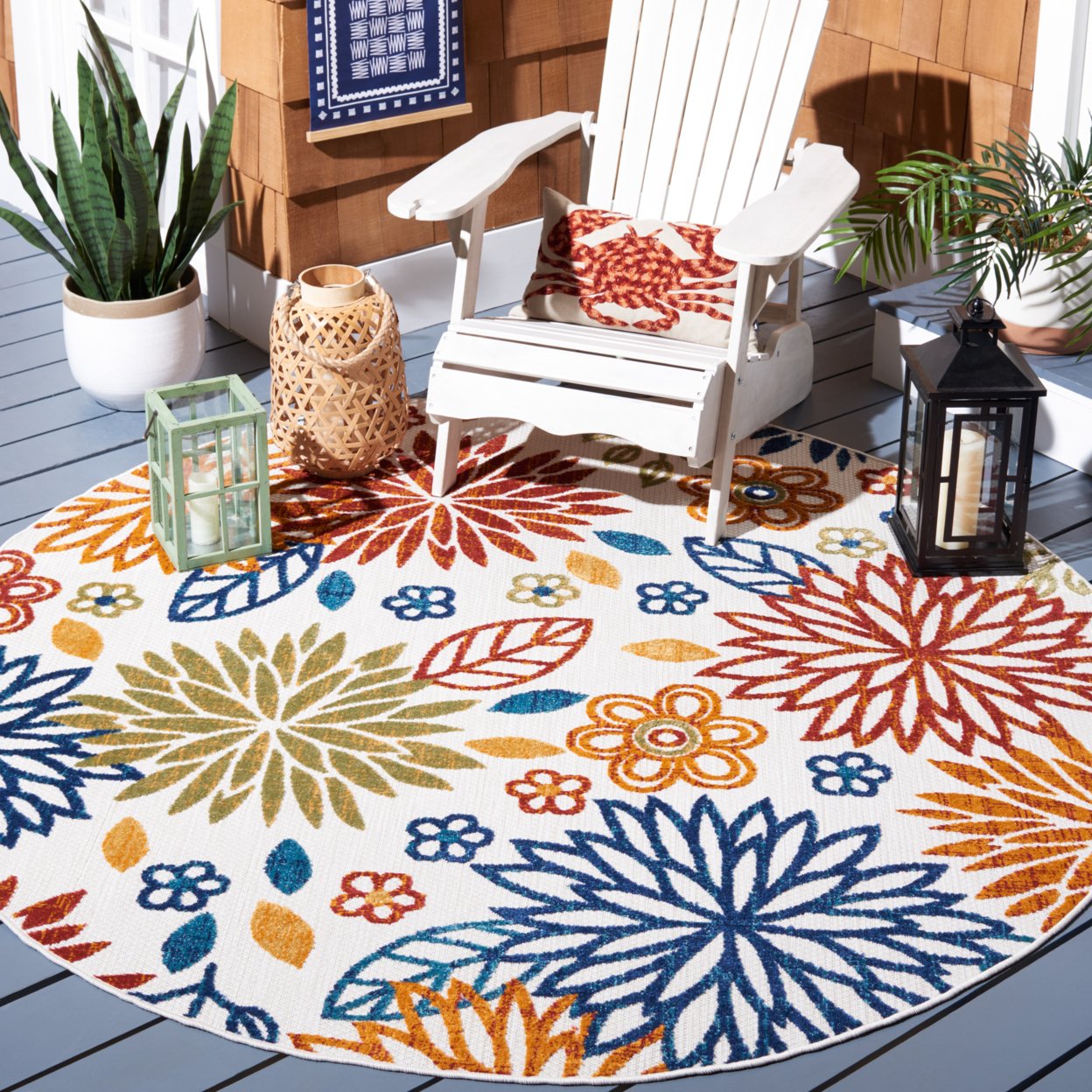 SAFAVIEH Outdoor CBN833A Cabana Collection Creme / Red Rug