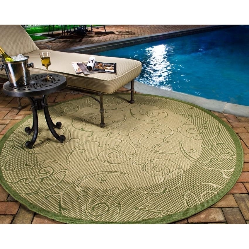 SAFAVIEH Outdoor CY2665-1E01 Courtyard Natural / Olive Rug