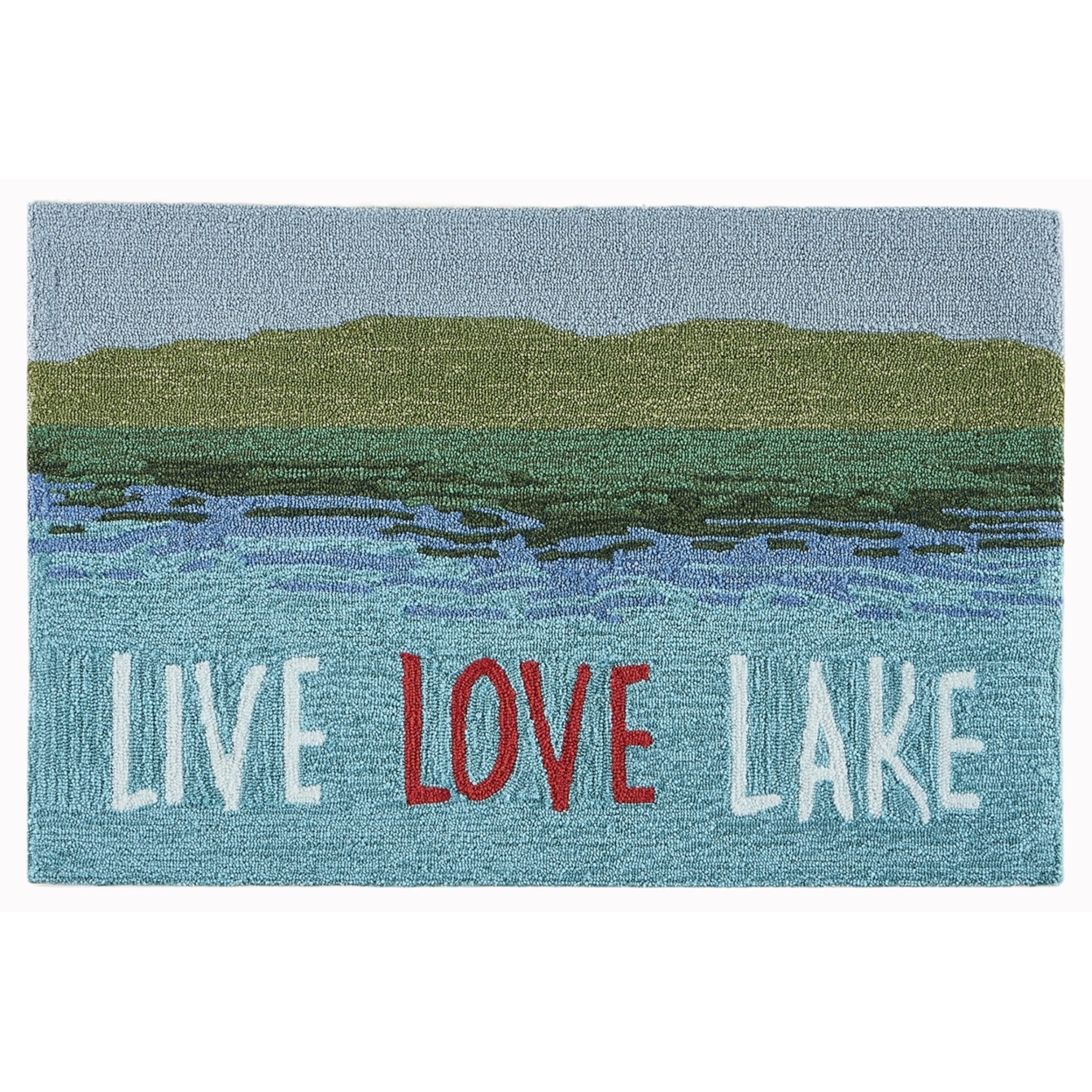 Liora Manne Frontporch Live Love Lake Indoor Outdoor Area Rug Water - 2'6 X 4'