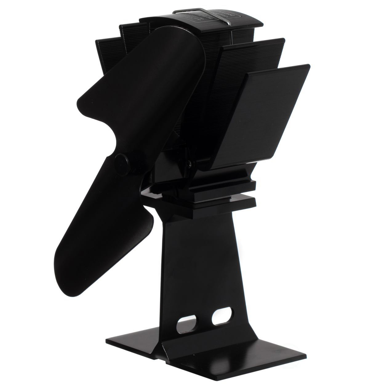 Black Indoor Heat Powered Aluminum 2-Blade Wood Stove Fan for Increasing Burning Fireplace
