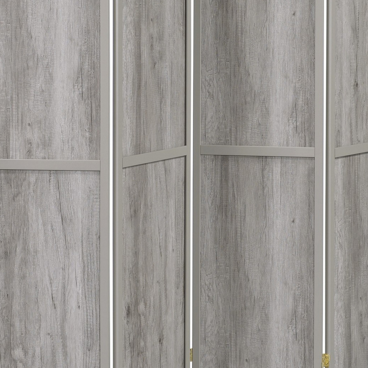 70 Inch Modern 4 Panel Folding Screen Room Divider, Rustic Gray Wood Finish