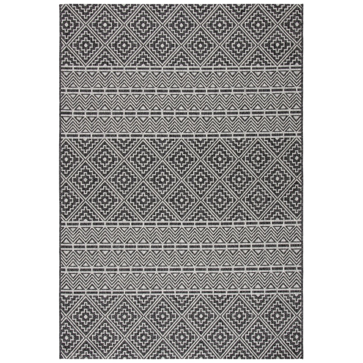 SAFAVIEH Outdoor CY8787-37621 Courtyard Black / Grey Rug