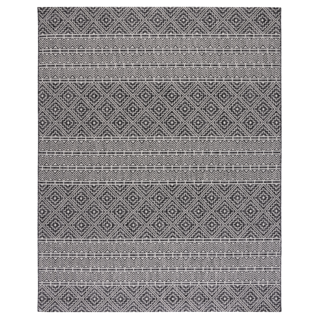 SAFAVIEH Outdoor CY8787-37621 Courtyard Black / Grey Rug