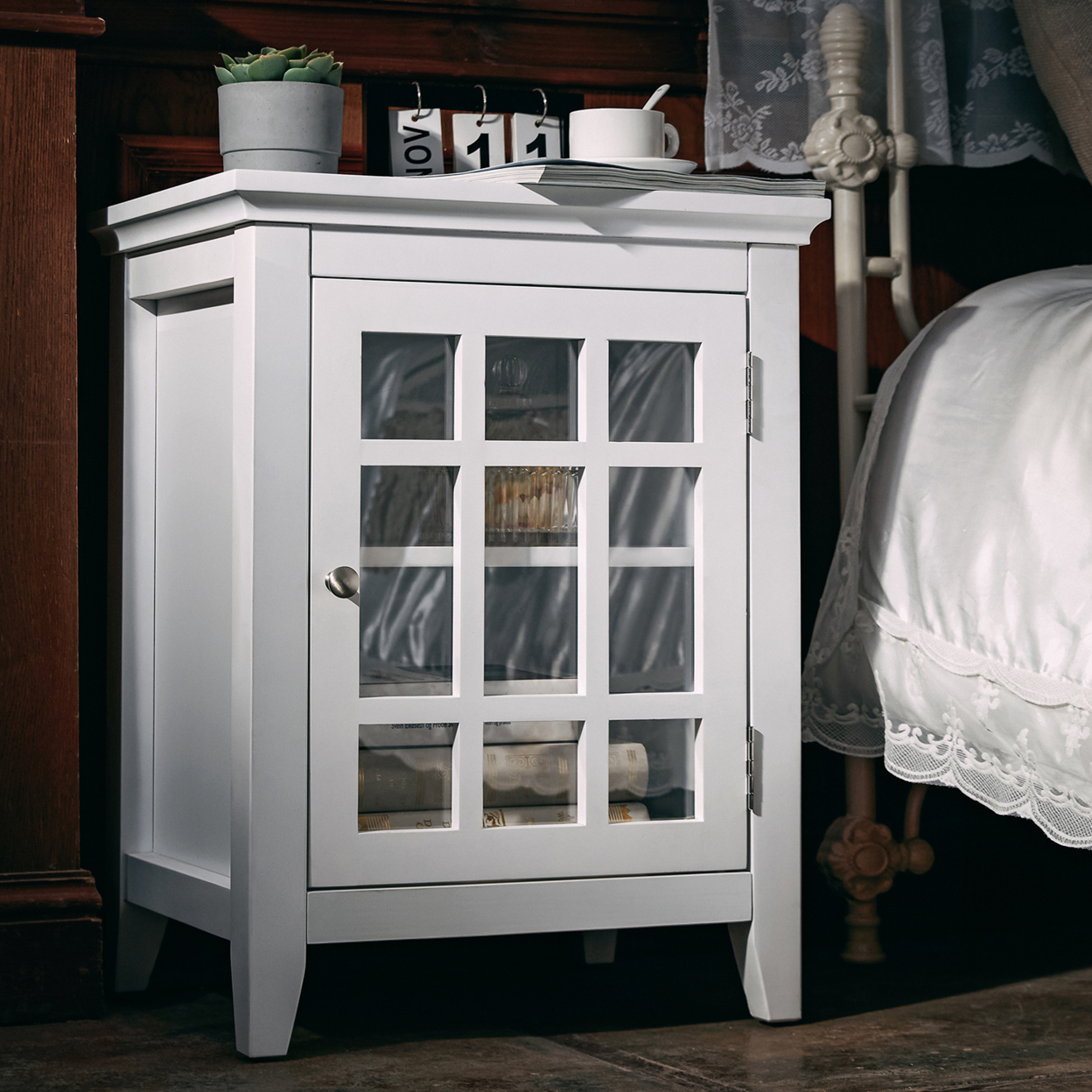 26.4' Tall Solid Wood Nightstand in White