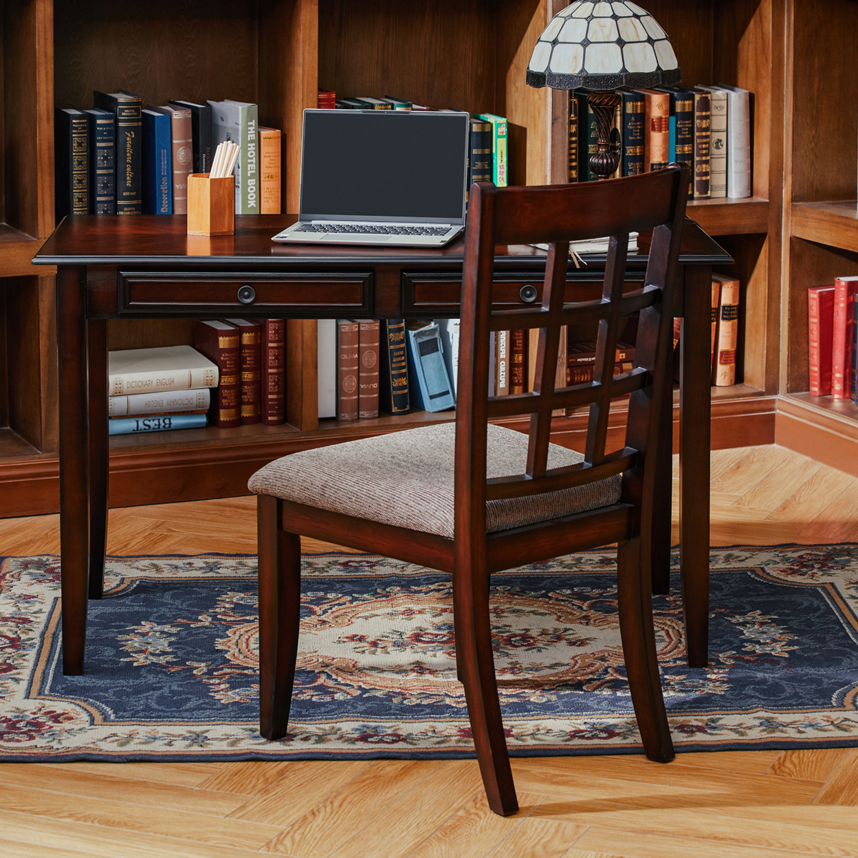 2 Piece Rectangular Writing Desk Office Set with Chair