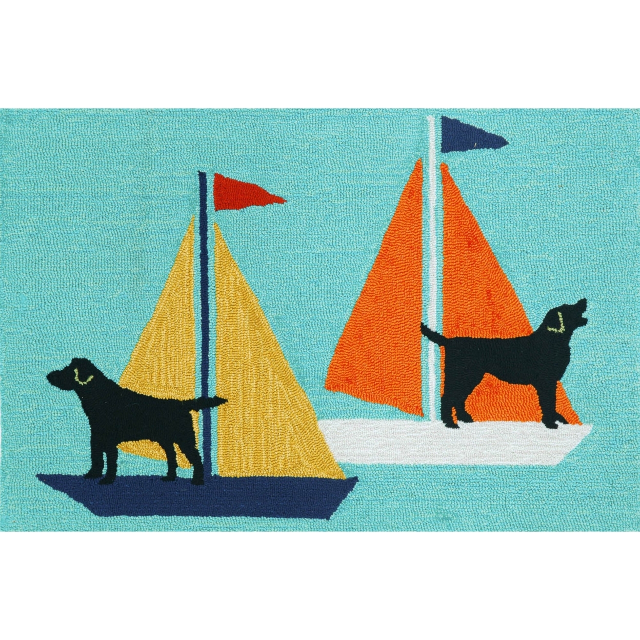 Liora Manne Frontporch Sailing Dog Indoor Outdoor Area Rug Blue - 2'6 X 4'