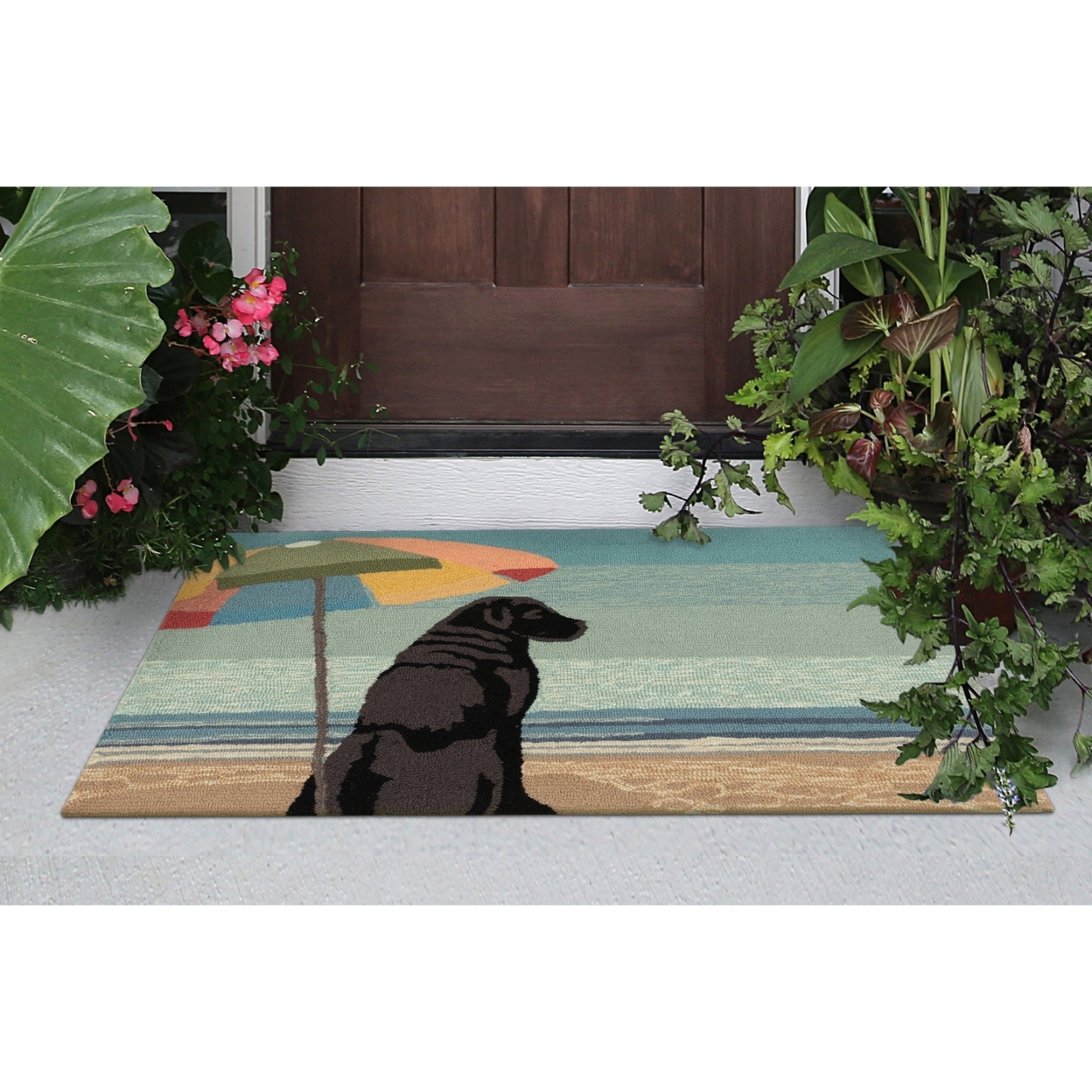 Liora Manne Frontporch Parasol And Pup Indoor Outdoor Area Rug Multi - 2'6 X 4'