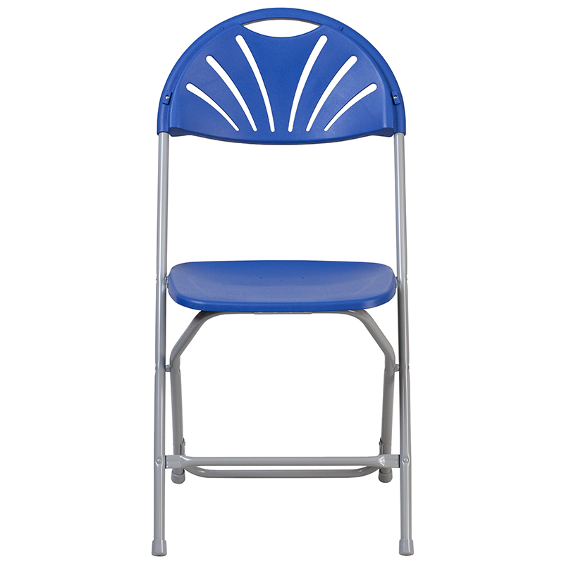 2 Pack HERCULES Series 650 Lb. Capacity Blue Plastic Fan Back Folding Chair