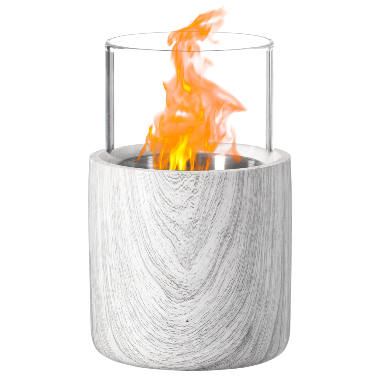 Mini Tabletop Fire Pit Rubbing Alcohol Fireplace Indoor Outdoor Portable Fire Concrete Bowl Pot Fireplace - Low Glass