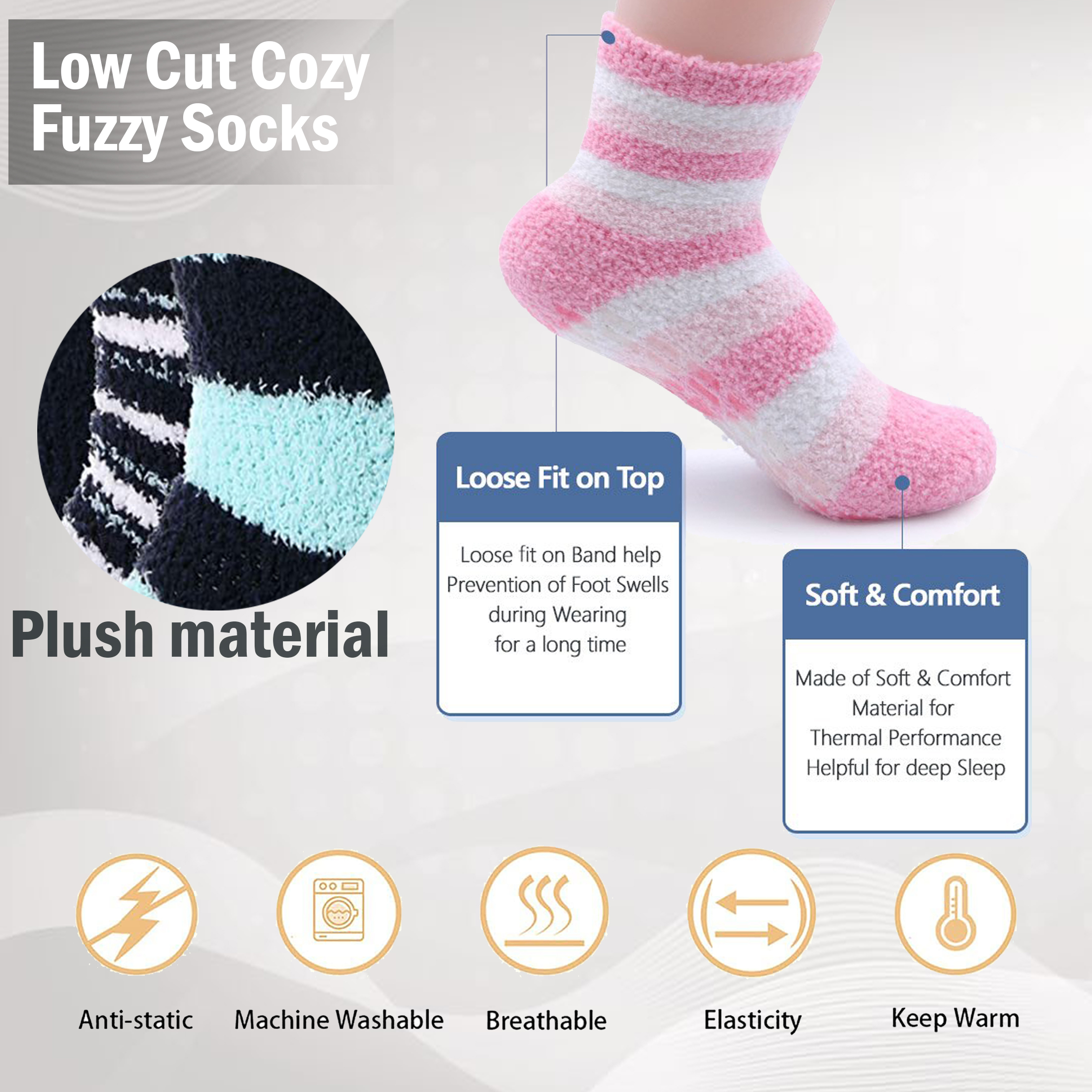 Multi-Pair: Women's Low Cut Soft Fluffy Cozy Fuzzy Plush Socks - 10-Pairs