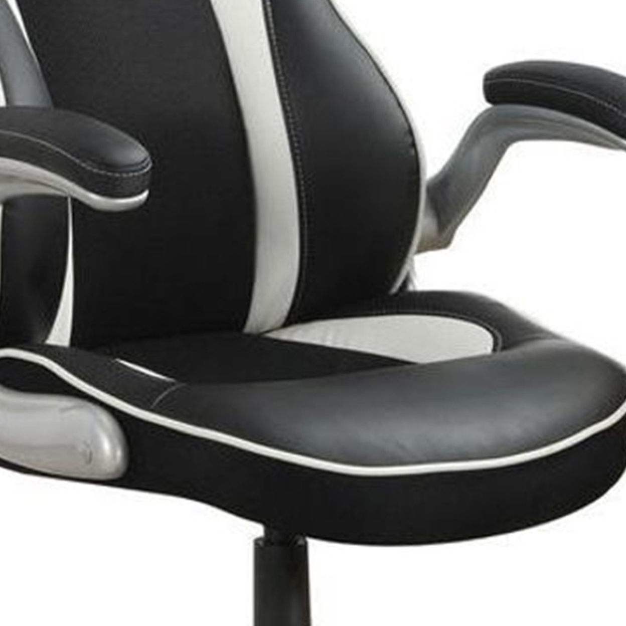 Fancy Executive High Back Leather Chair, Black And White- Saltoro Sherpi