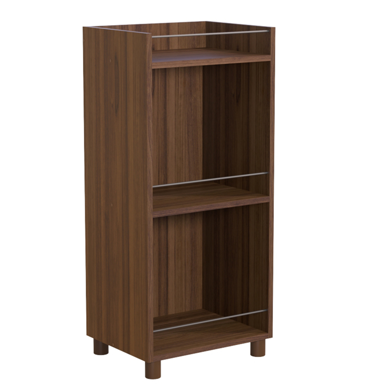 34 Inch 3 Tier Wooden Curio Cabinet with Grain Details, Dark Brown, Saltoro Sherpi