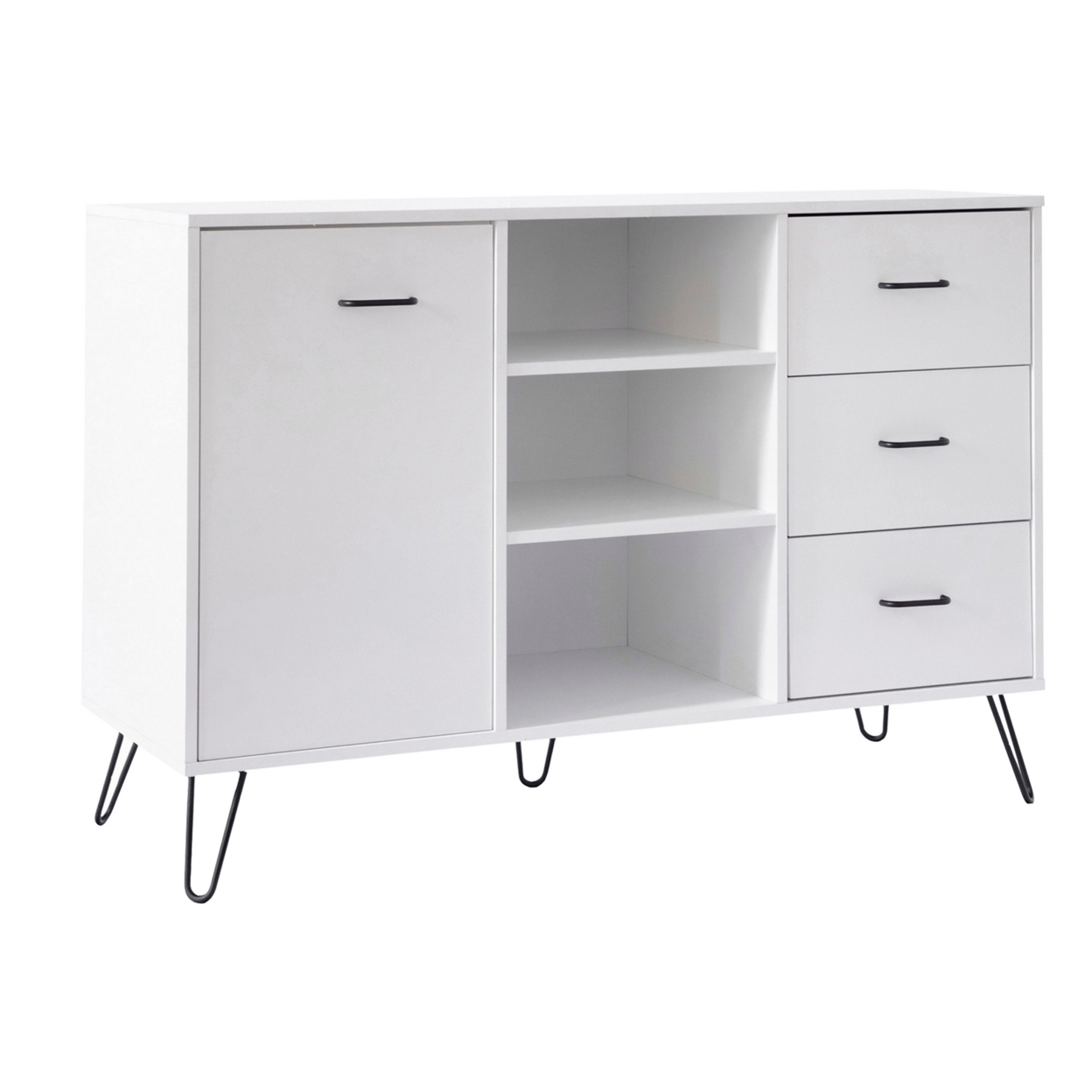 49 Inch Sideboard Buffet Console Cabinet With 3 Drawers, White, Saltoro Sherpi