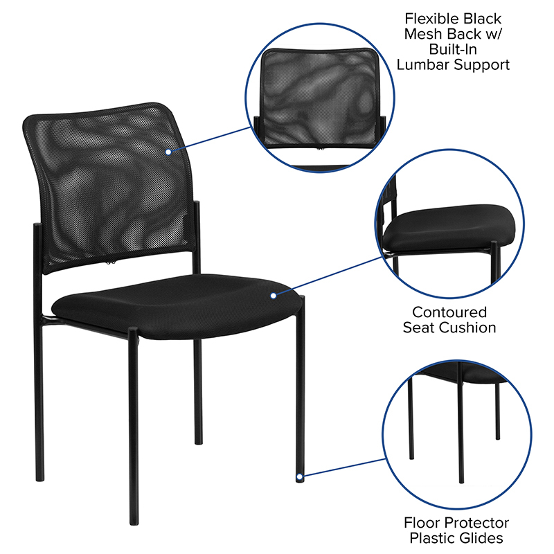 Comfort Black Mesh Stackable Steel Side Chair