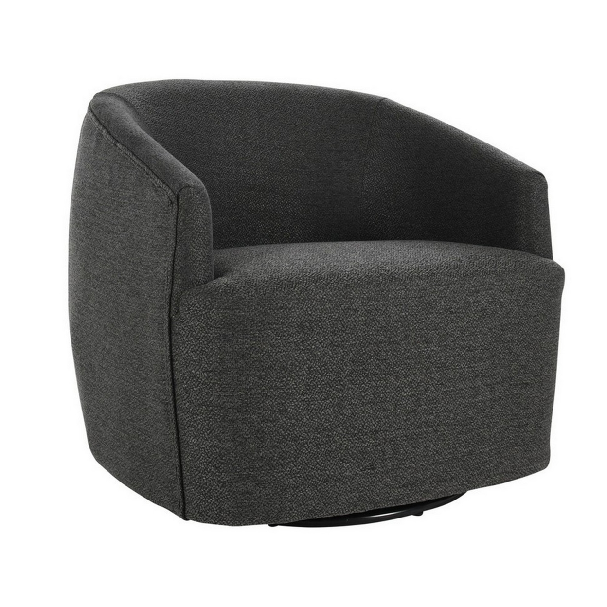 29 Inch Classic Swivel Chair, Curved Back, Sloped Arms, Gray Upholstery- Saltoro Sherpi