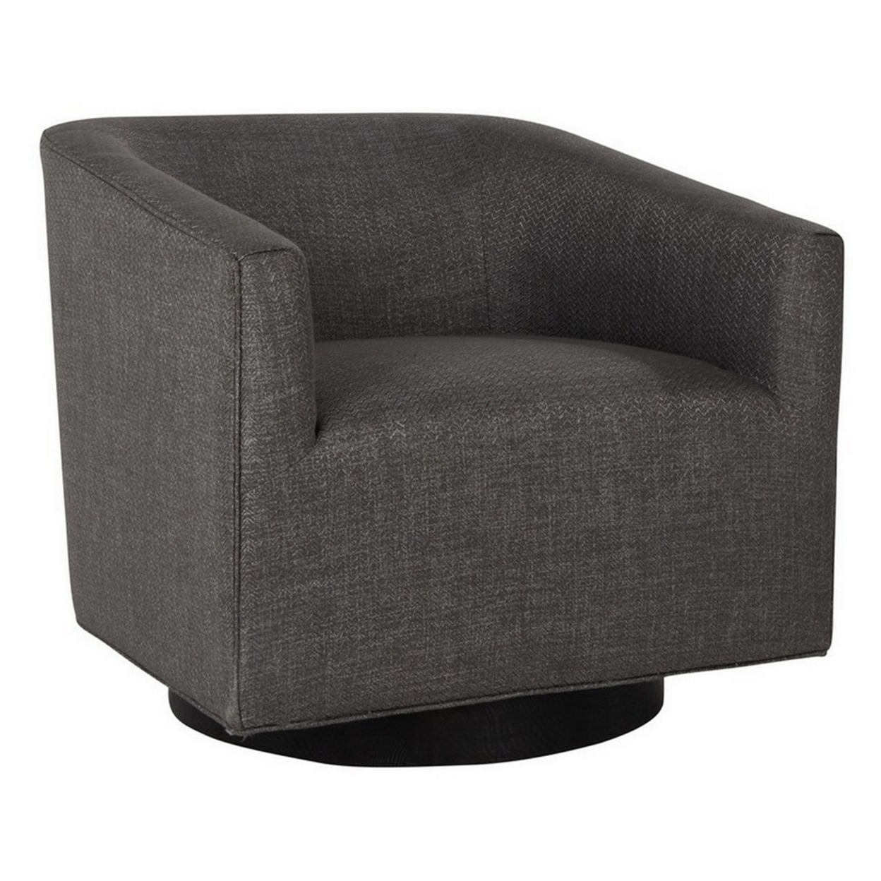 30 Inch Modern Swivel Accent Chair, Handcrafted, Ash Wood, Gray Polyester- Saltoro Sherpi