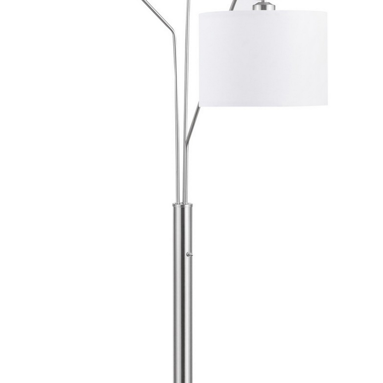 84 Inch Modern Floor Lamp, Three Drum Shades, Marble Base, White, Silver