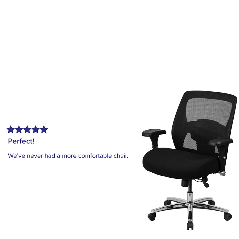 Hercules Series 247 Intensive Use Big & Tall 500 Lb. Rated Black Mesh Executive Ergonomic Office Chair With Ratchet Back