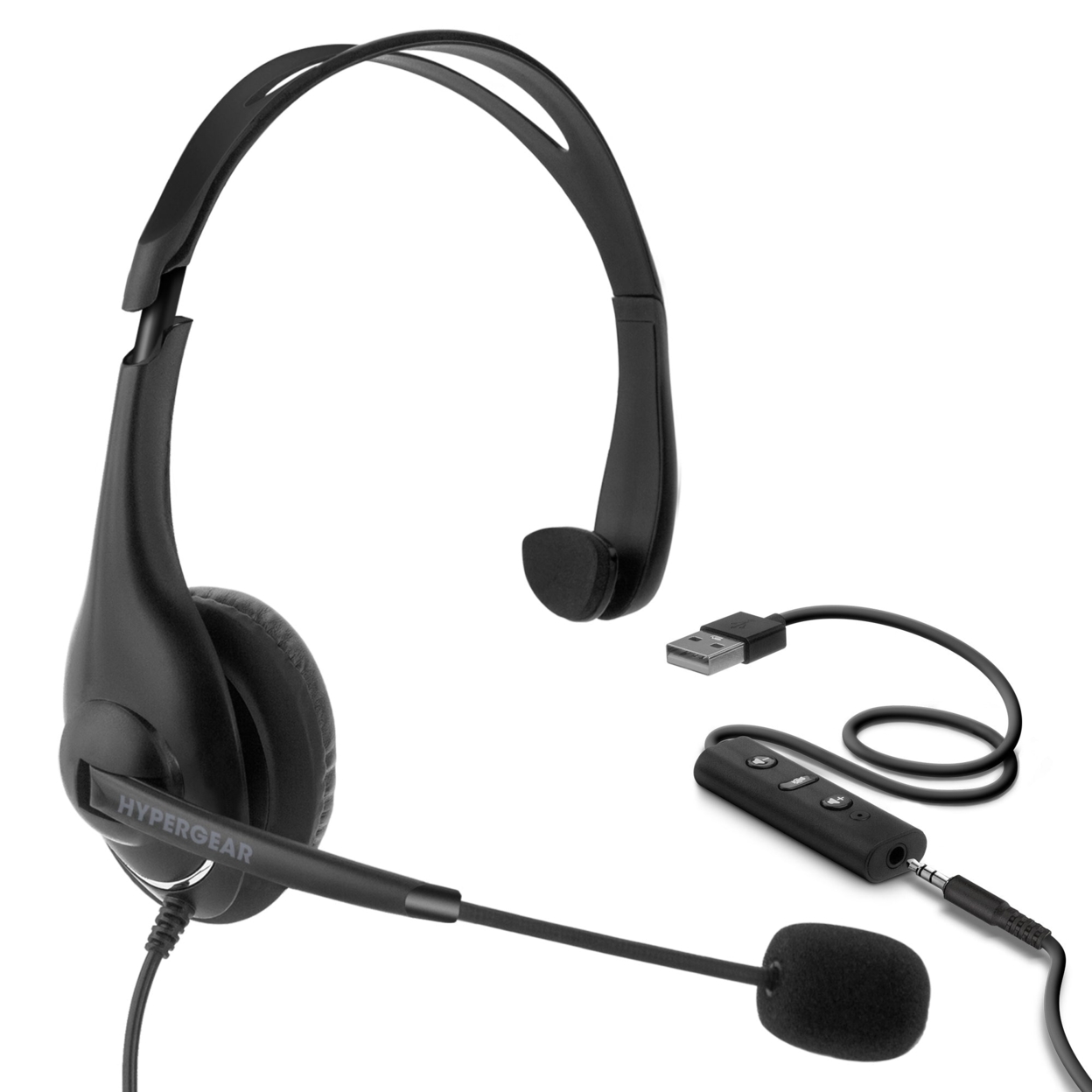 HyperGear V100 Office Professional Wired Headset W 6 Ft Cord (15525-HYP)