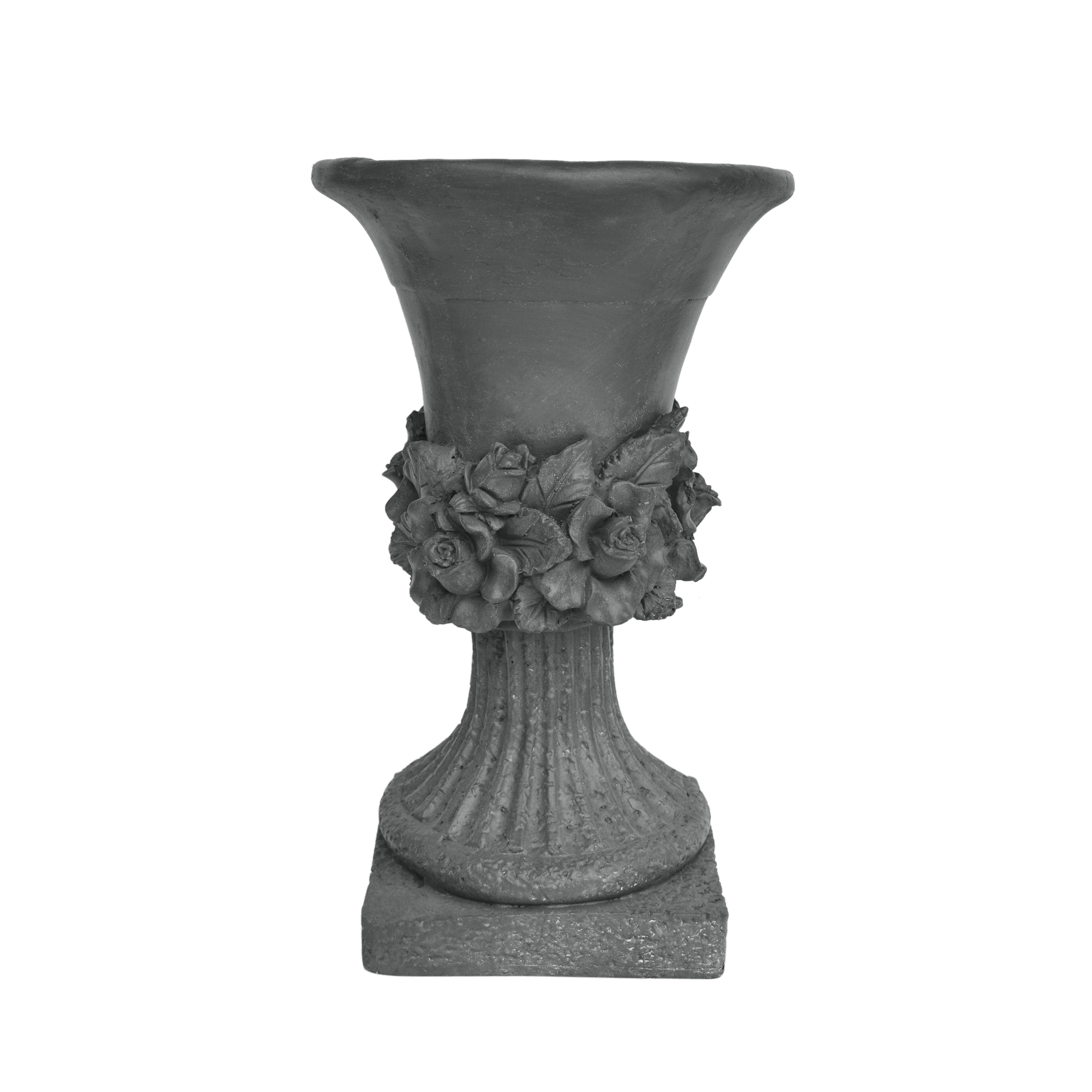 Michaelia Chalice Garden Urn Planter, Roman, Botanical, Lightweight Concrete - Antique White