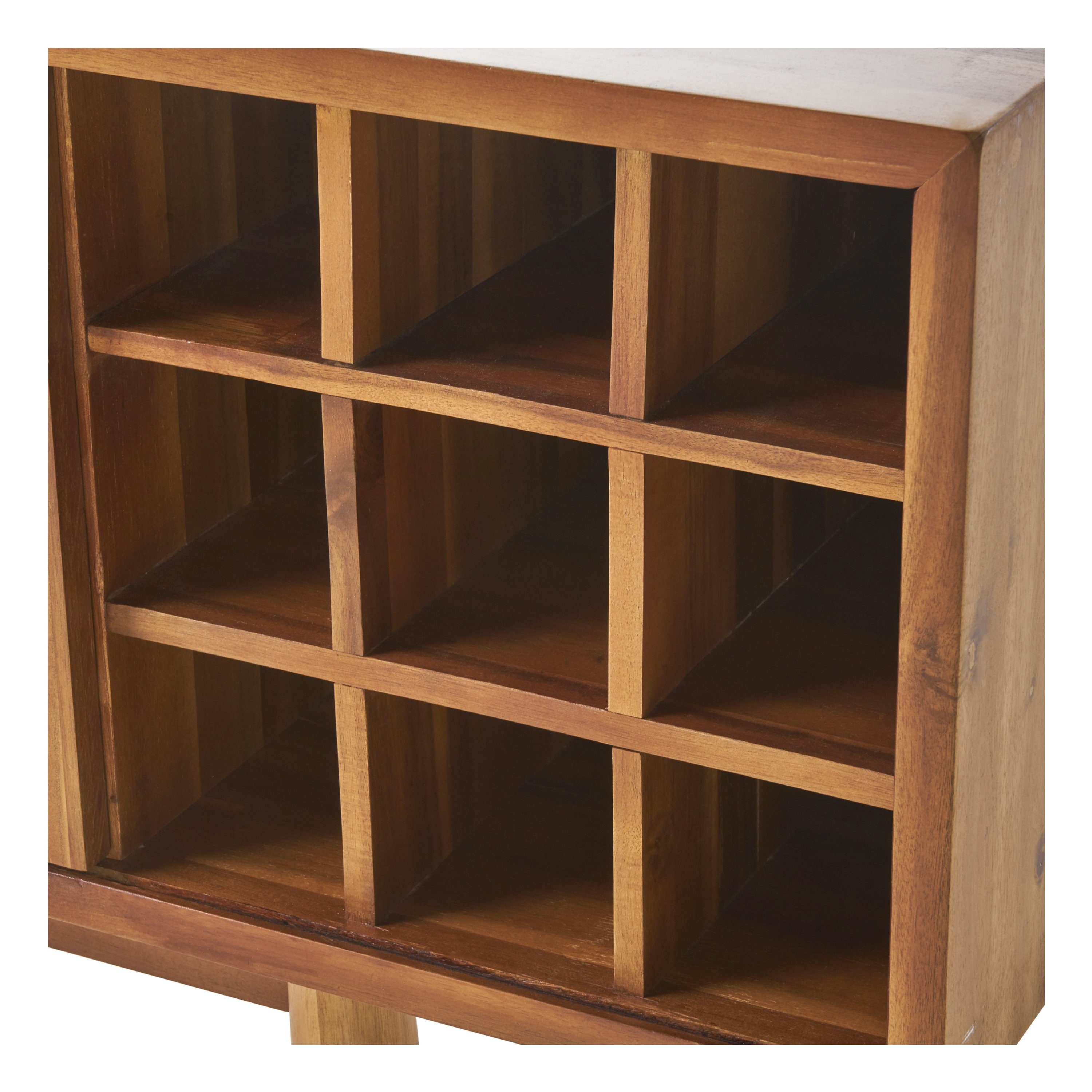 Edye Mid Century Light Oak Finished Wood Wine Bar Cabinet