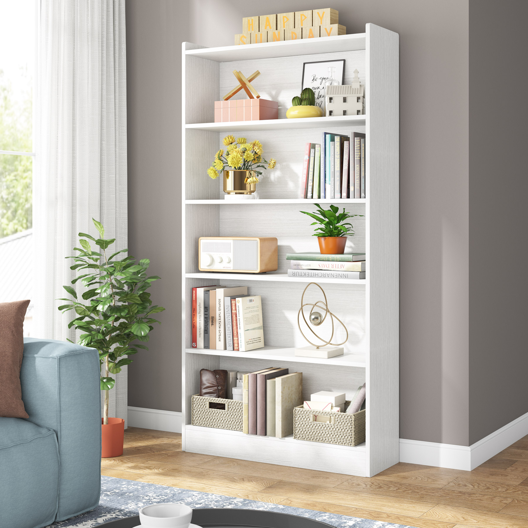Tribesigns 6-Tier Open Bookcase, 72-inch Large Tall Bookshelf With Storage Shelves, Modern Wood Free-Standing Library Bookcases