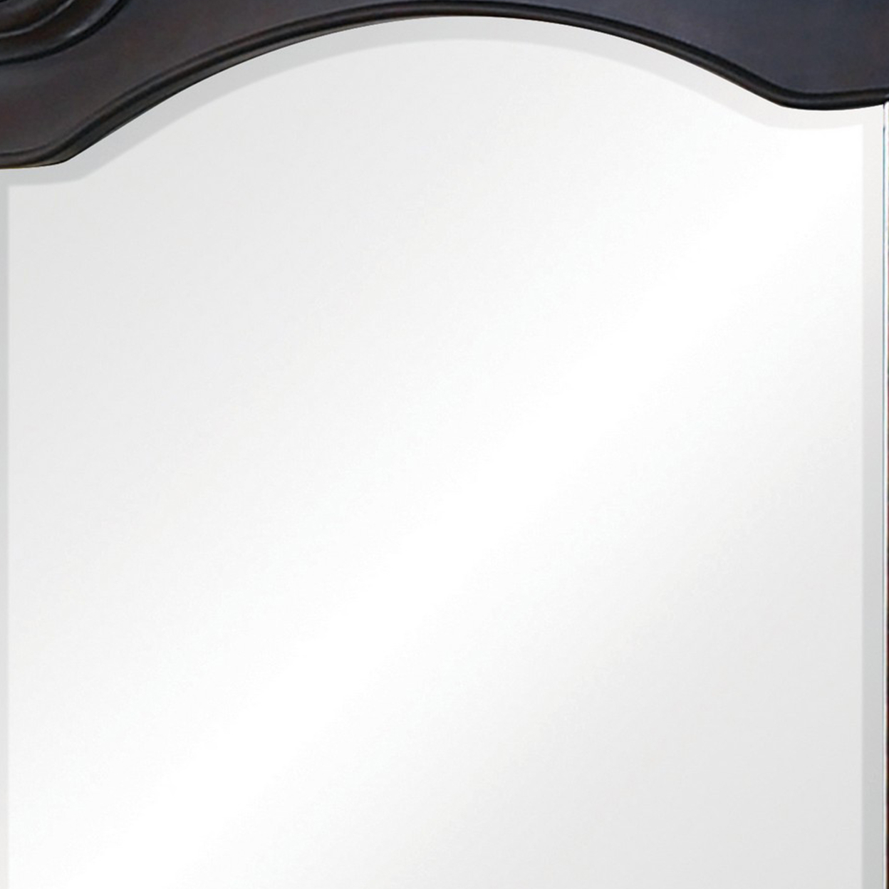 45 Inch Classic Portrait Mirror, Crown Molding, Carved Top, Dark Brown