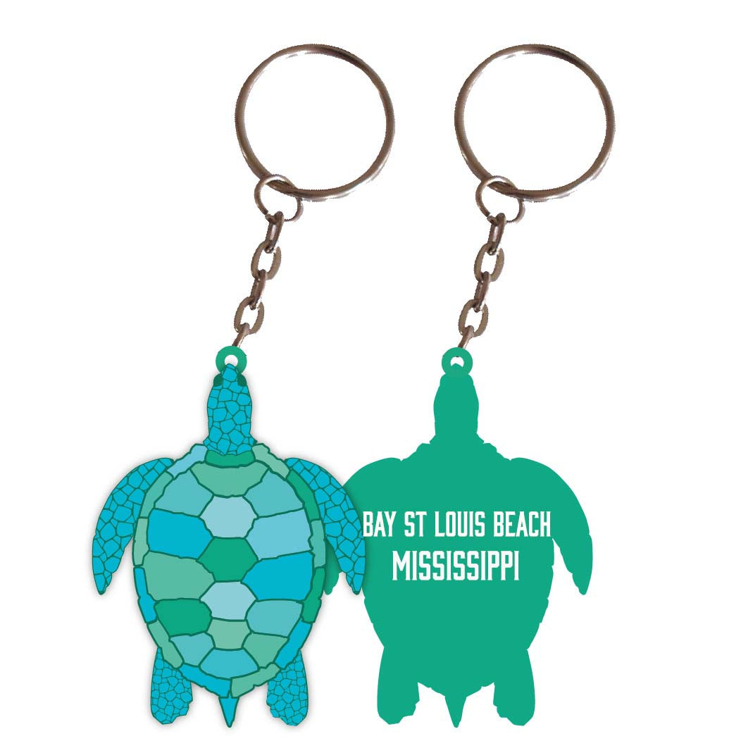 Bay St Louis Beach Mississippi Turtle Metal Keychain