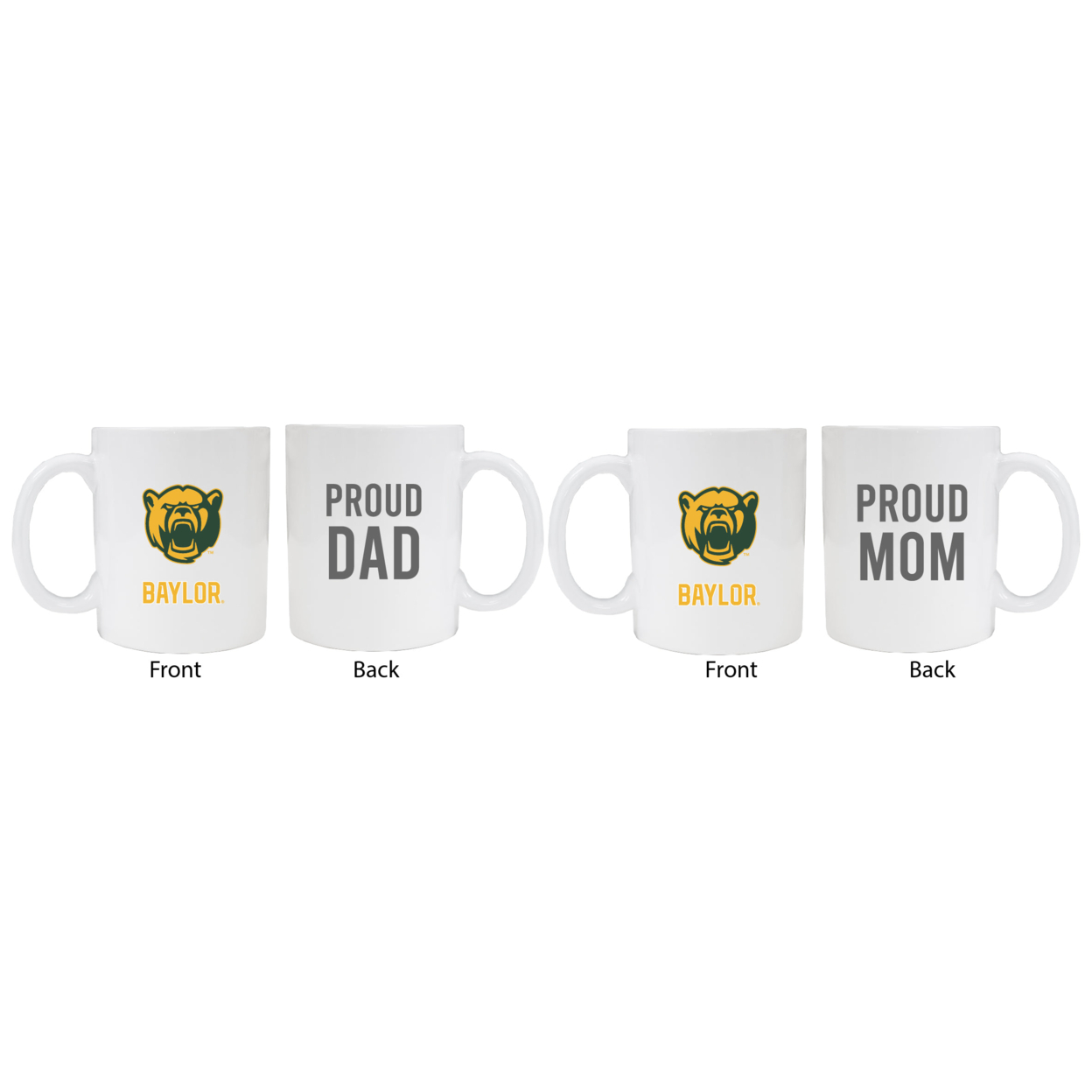 Baylor Bears Proud Mom And Dad White Ceramic Coffee Mug 2 Pack (White).