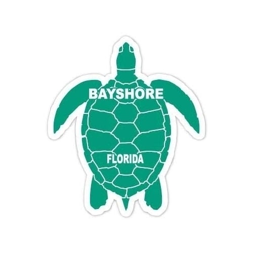 Bayshore Florida 4 Inch Green Turtle Shape Decal Sticker