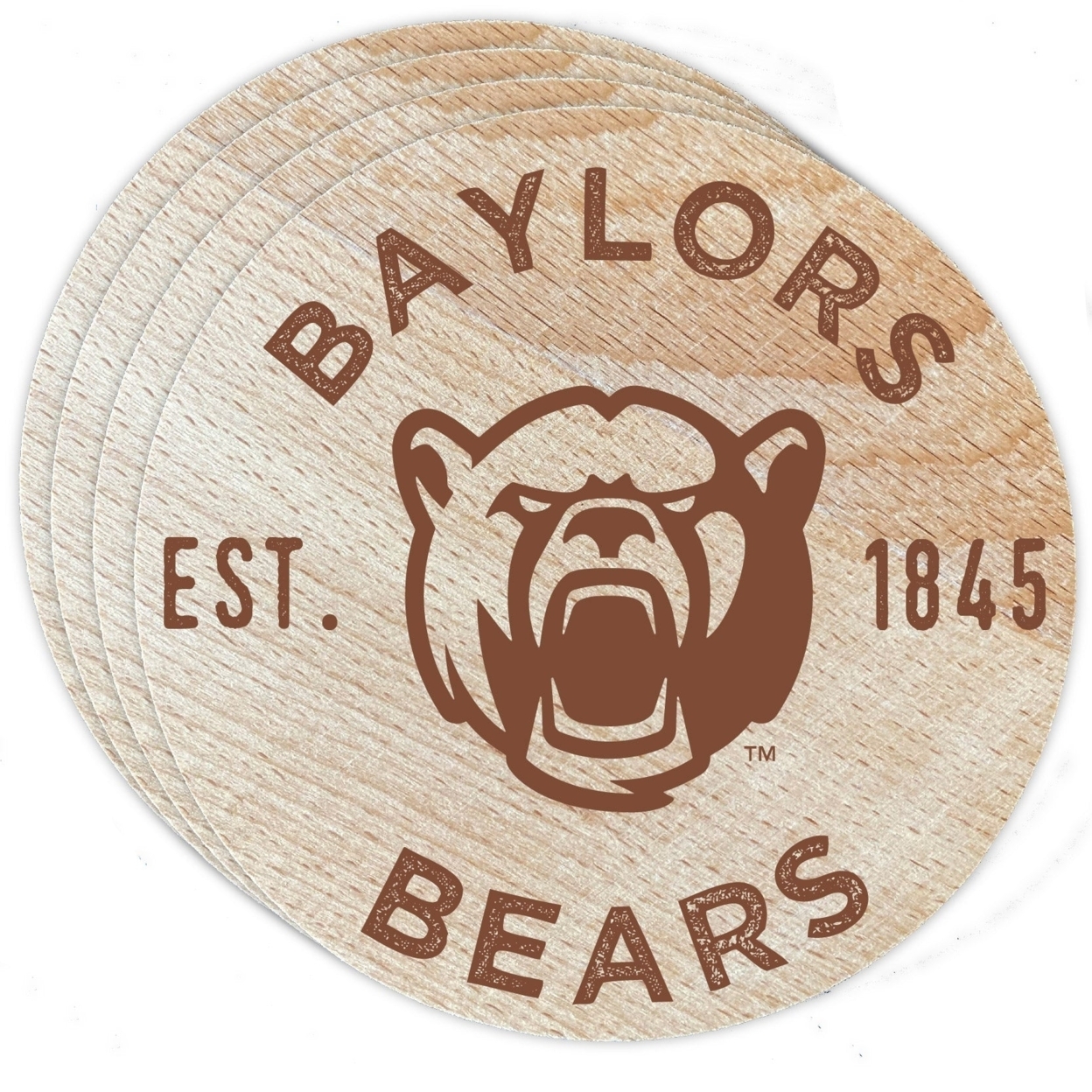 Baylor Bears Wood Coaster Engraved 4 Pack