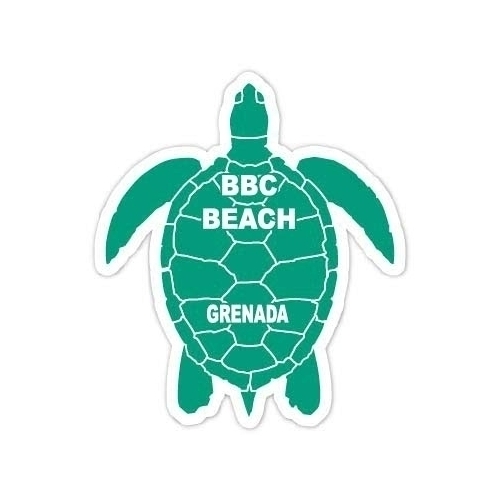 BBC Beach Grenada 4 Inch Green Turtle Shape Decal Sticker