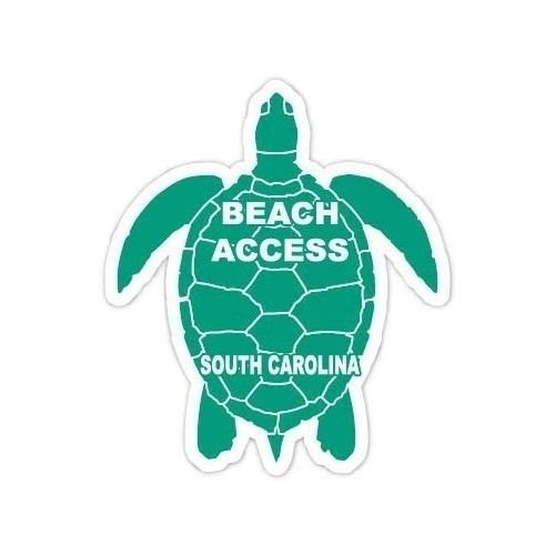 Beach Access South Carolina Souvenir 4 Inch Green Turtle Shape Decal Sticker