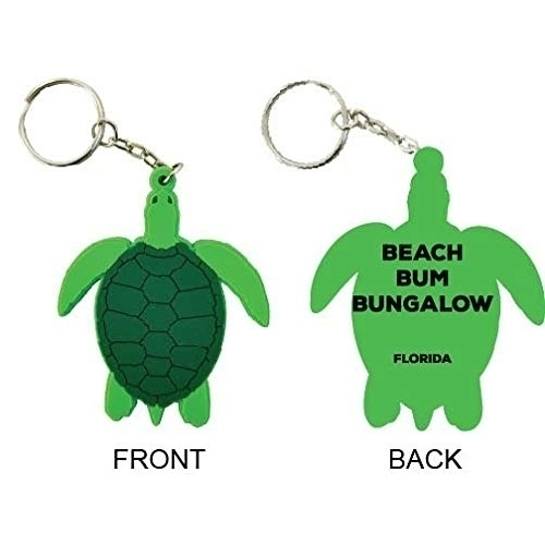 Beach Bum Bungalow Florida Souvenir Green Turtle Keychain