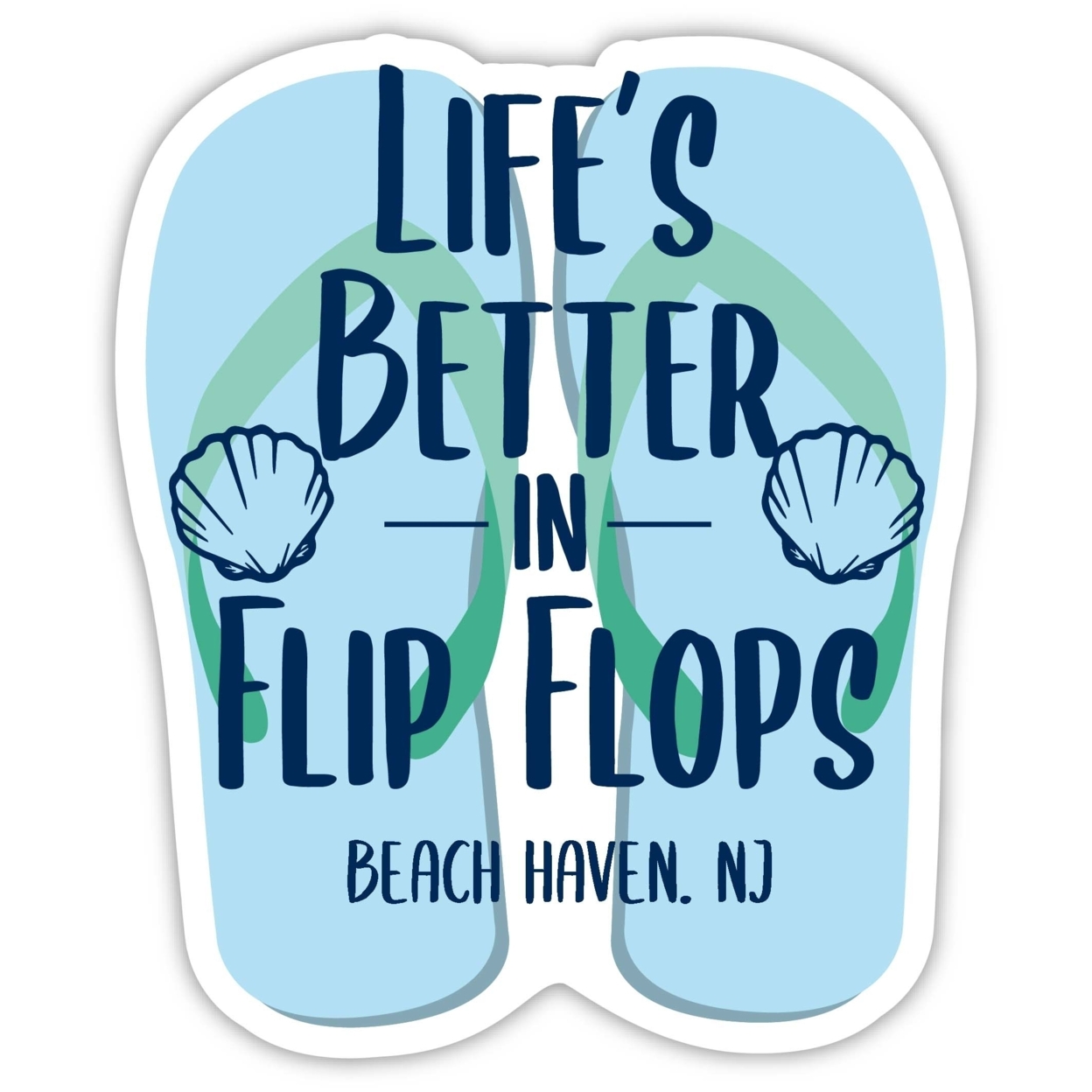 Beach Haven New Jersey Souvenir 4 Inch Vinyl Decal Sticker Flip Flop Design