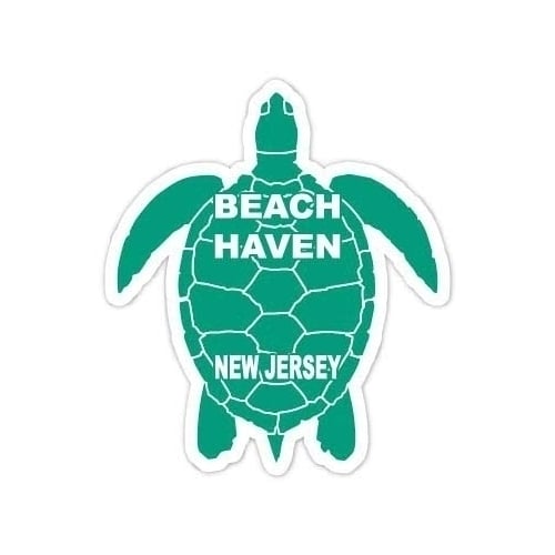 Beach Haven New Jersey Souvenir 4 Inch Green Turtle Shape Decal Sticker