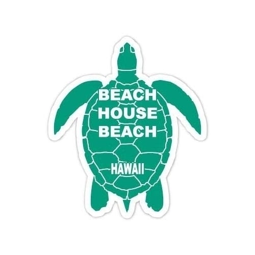 Beach House Beach Hawaii Souvenir 4 Inch Green Turtle Shape Decal Sticker