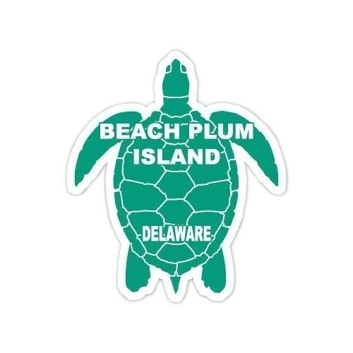 Beach Plum Island Delaware Souvenir 4 Inch Green Turtle Shape Decal Sticker