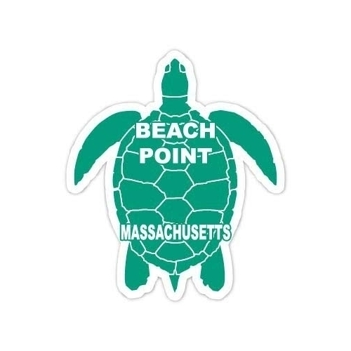 Beach Point Massachusetts Souvenir 4 Inch Green Turtle Shape Decal Sticker